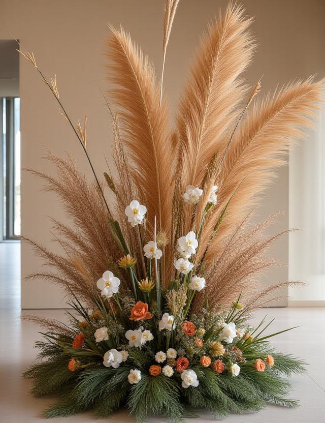 Stunning desert-themed wedding floral installation